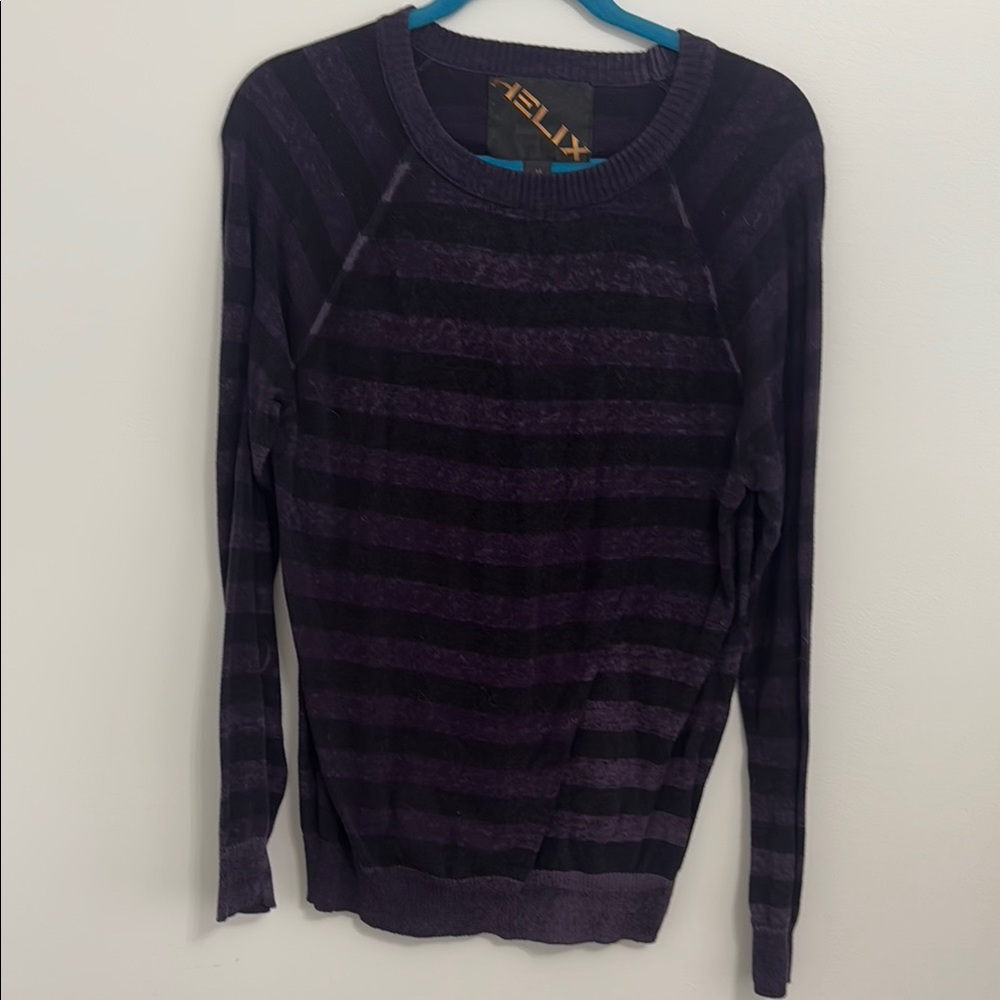 HELIX Men's Purple Striped Sweater